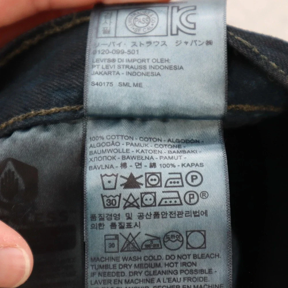 Levis 501 Jeans Mens 33x32 Black Blue Original Straight Button Fly Tie Dye Rock